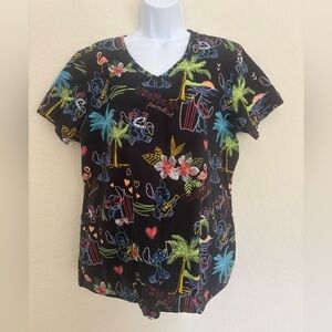 Disney - Lilo and Stitch 2 Pocket Scrub Shirt Large